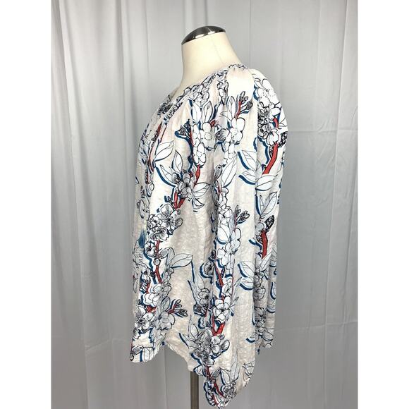 Listicle Floral Boho 3/4 Length Sleeve Peasant Blouse White Tassels Boho S - Picture 4 of 10